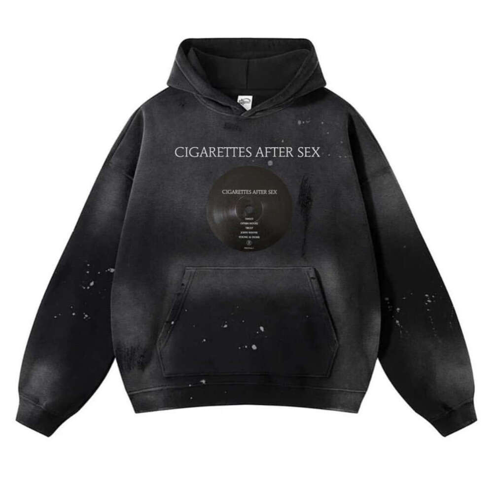 2025 new abstract printed hoodie autumn winter casual hooded black jacket men's and women's American clothing trend brand