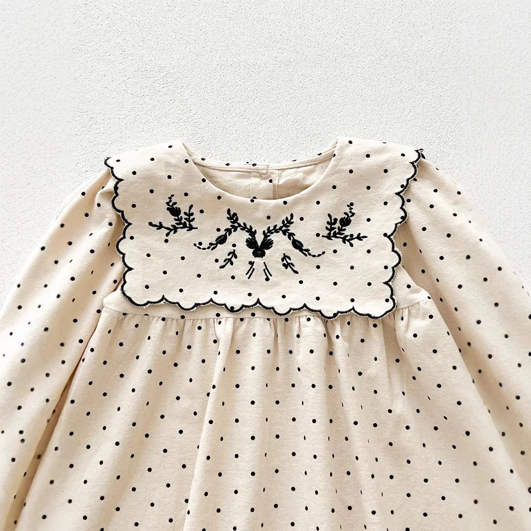 Spring Girls Fashion Dress Cute Longsleeved Princess Girly Embroidered Sweet Casual Toddler Dresses 250303