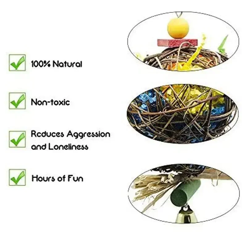 2pcs Parrot Toy Vine Ball Brushed Grass Bird Supplies Parrot Bite Toy Bird Toy