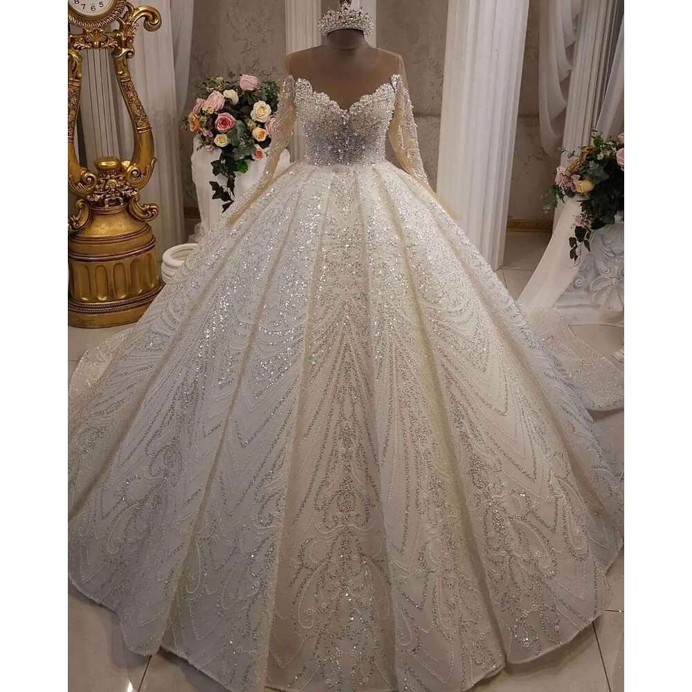 Gown Beads Sequins, Tulle Backless Dresses, Dress with Pearls, Custom Ball Gowns, Court and Bridal