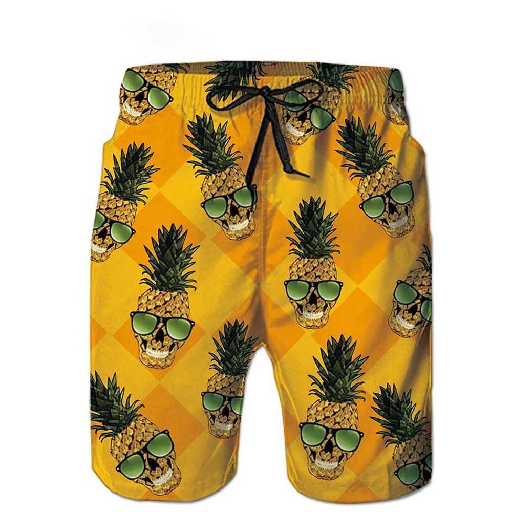 Funny Pineapple Mens Swimwear Beach Shorts Surf Board Shorts Sportwear Pant Boy Short Swimsuit Kids Summer Briefs Swimming TrunkT250304