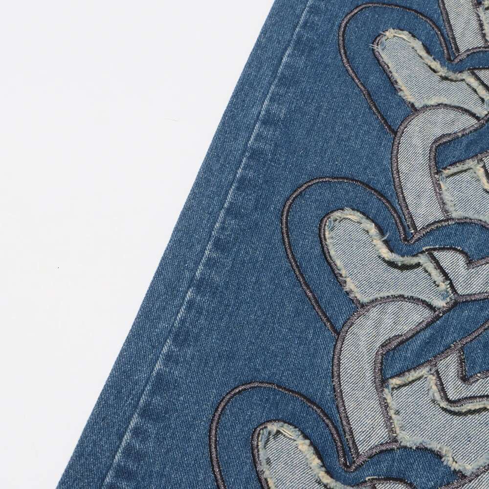 TWOTWINSTYLE Hollow Out Denim Pants For Women High Waist Streetwear Designer Loose Wide Leg Spliced Button Jeans Female Style