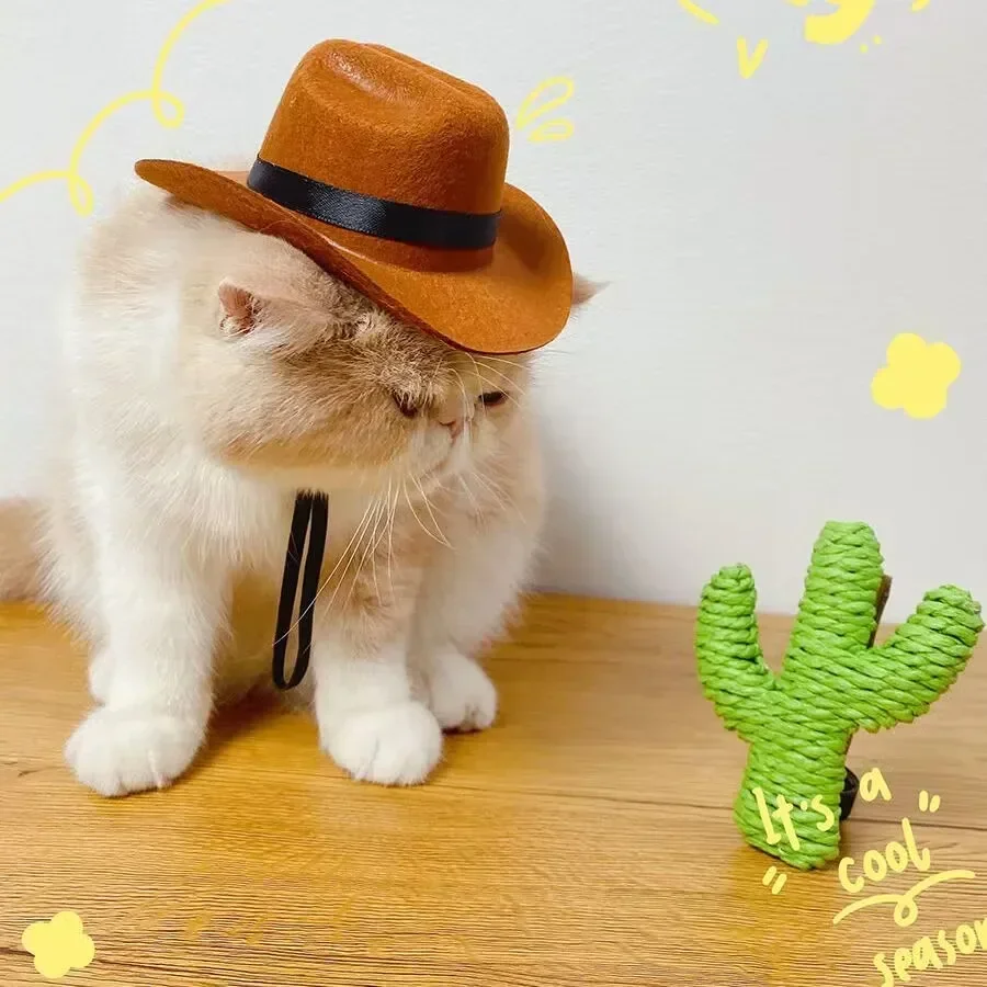 Pet Hat Dog Cat Western Cowboy Hat Halloween Pet Outdoor Caps Funny Retro Photo Prop Dog Accessories Doll Decor Pet Products