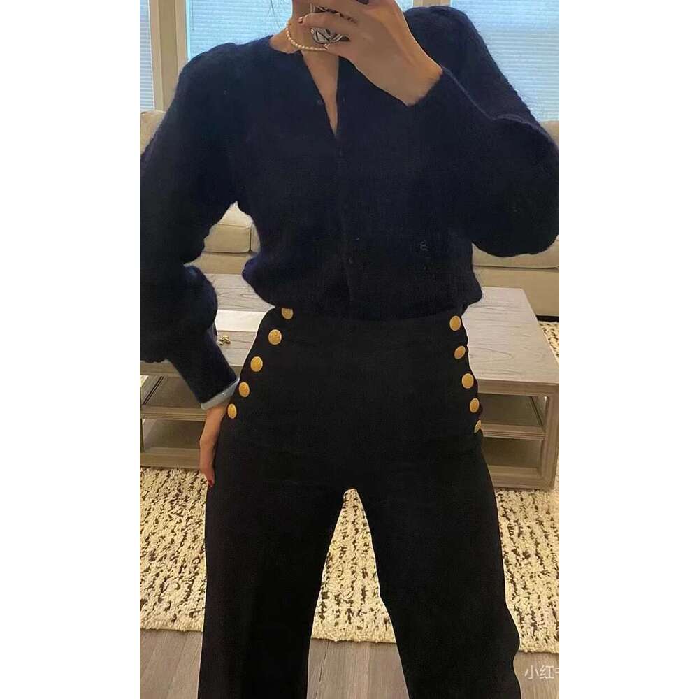 2025 Spring And Summer Women New High-Waisted Loose Straight-Leg Double-Breasted Wide-Leg Pants