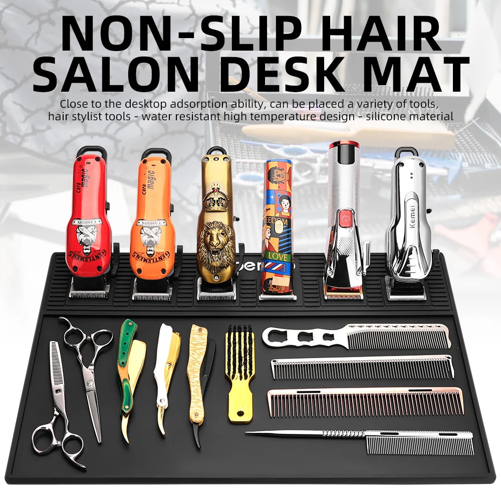 3/6 Grid Magnetic Hairdressing Tools Storage Mat Soft Rubber Antiskid Waterproof Tray Bar Service Mat Barber Tools Accessories 250304