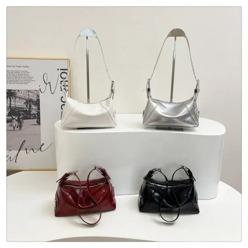 Zipper PU High Quality Crossbody Bag Solid Color Trendy Fashion Satchels Shoulder Bag Soft Versatile Womens Handbag 250303