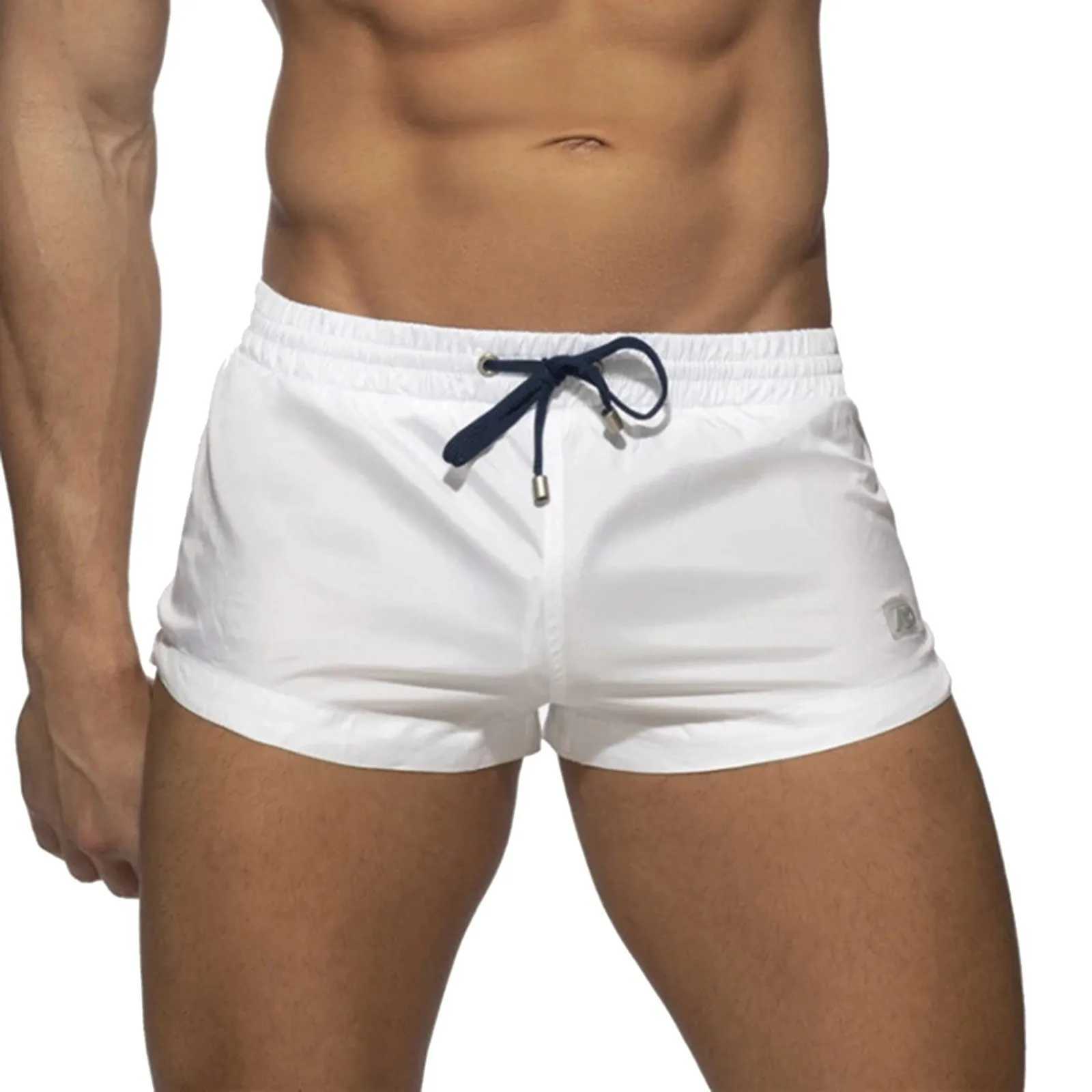 Male Color Matching Shorts Zipper Pocket Slit Trousers Swimming Sports Pants Mens Beach Shorts Summer Outwear Sexy TrousersT250304