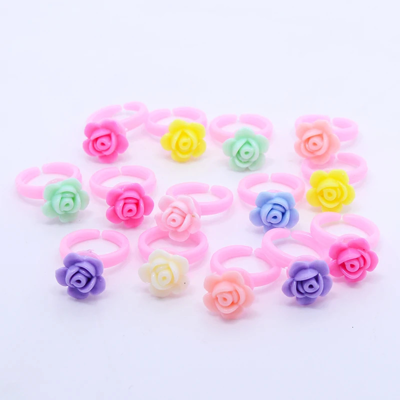 Wholesale Bulk 50/100PCS Cartoon Animal Flower Princess Finger Girls Kids Rings Children Birthday Party Supplies Toy Gifts 250304
