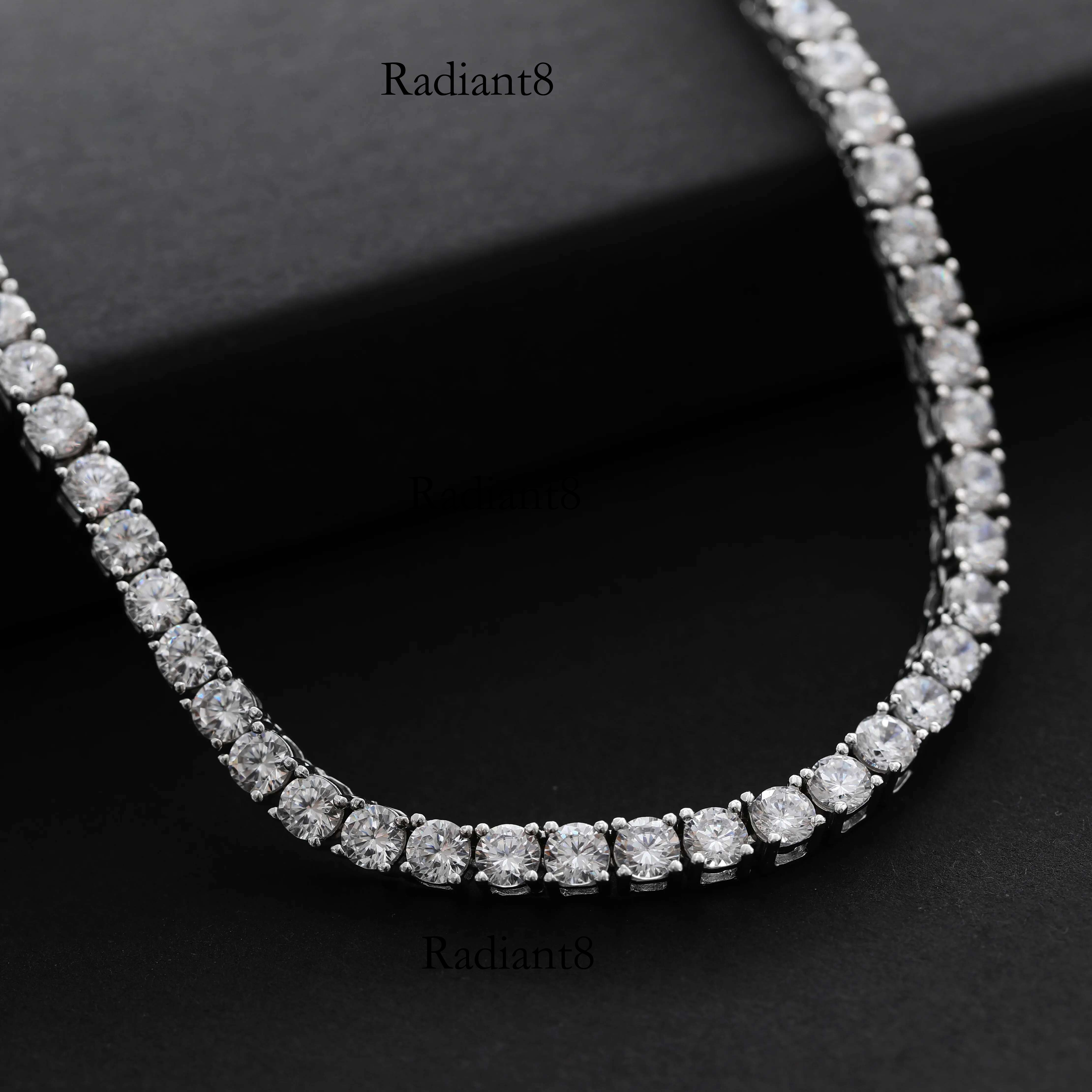 OEVAS 100% Sterg Sier Full 3mm/4mm High Carbon Dia Tennis Chains Necklace Sparkg Party Fine Jewelry Gifts