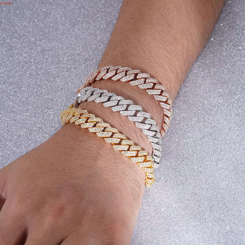 Starsgem Wholesale Price Gold Plated Ice Out Hip Hop Style Rapper Jewelry Full Setting Men Moissanite Cuban k Bracelet