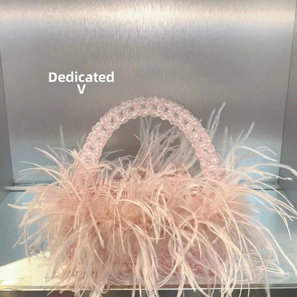 Bird feather bead candy color mini square handbag hard cross body bag fashion social event 250303