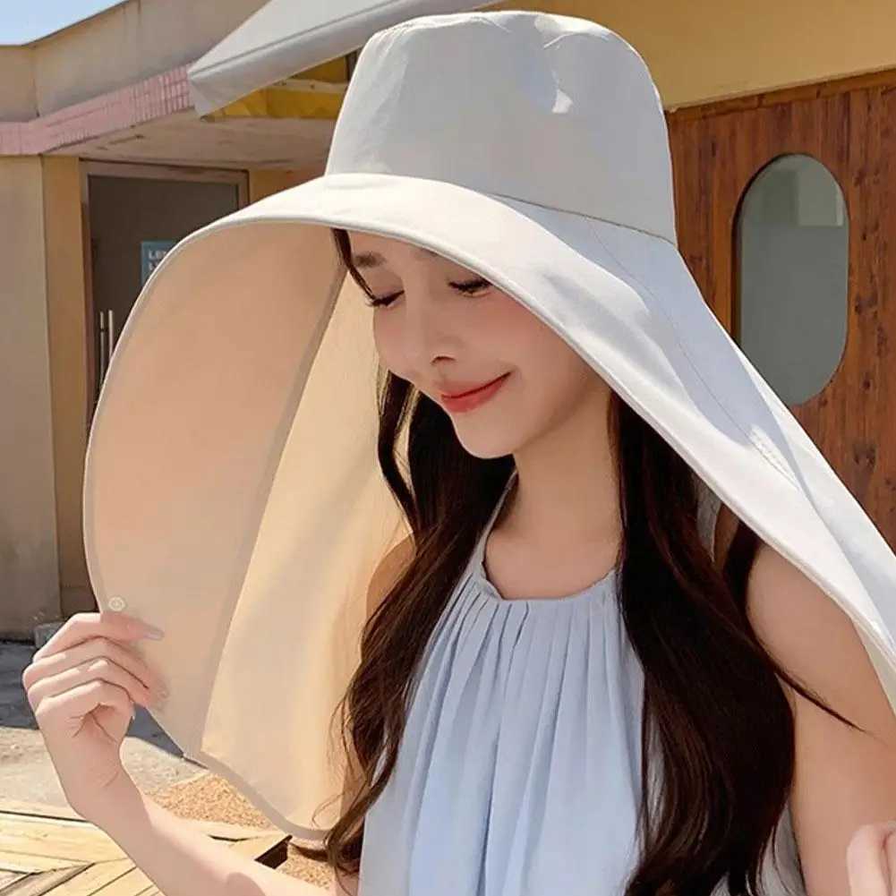 Womens summer hat outdoor UV neck protection sun protection canopy for fishing hiking wide Brim Shl sun protection ponytail CXJ250304