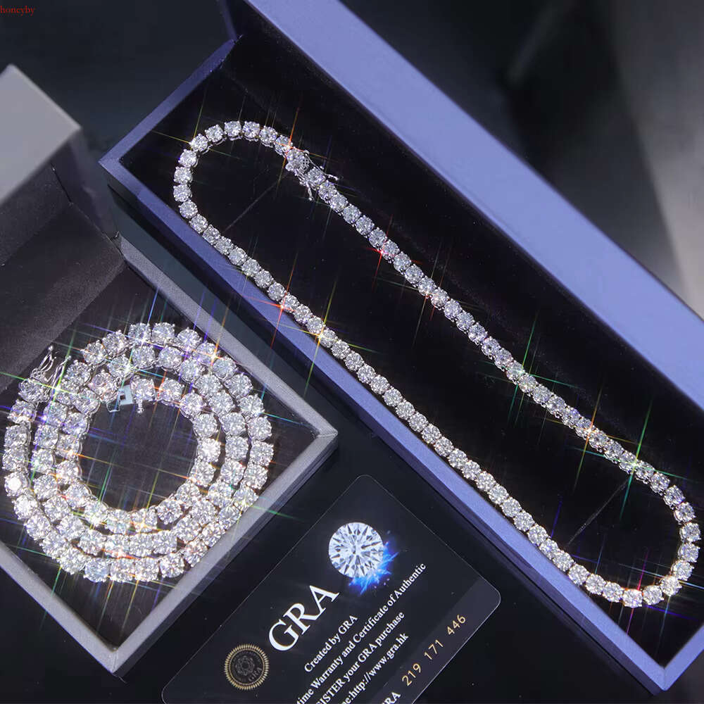 2mm-6.5mm 100% Passed Dia Test S Sier With GRA VVS Moissanite Tennis Chain Ready to Ship for Necklace