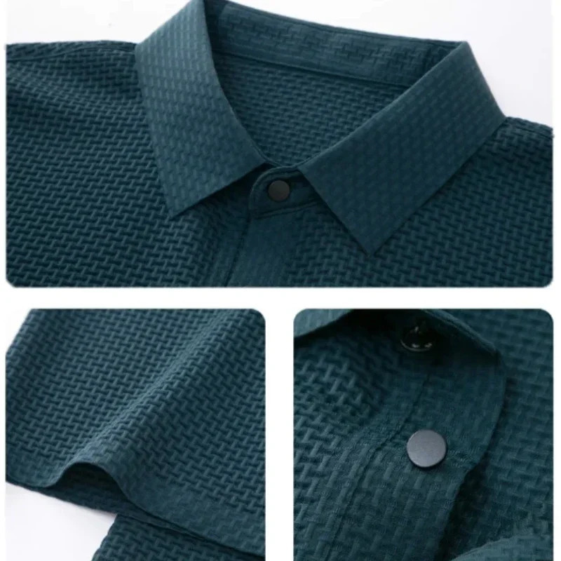Clothes Summer Mens Short Sleeve T-shirt Ice Silk Cool and Breathable POLO Shirt Business Casual Sweat-absorbing Top 250304