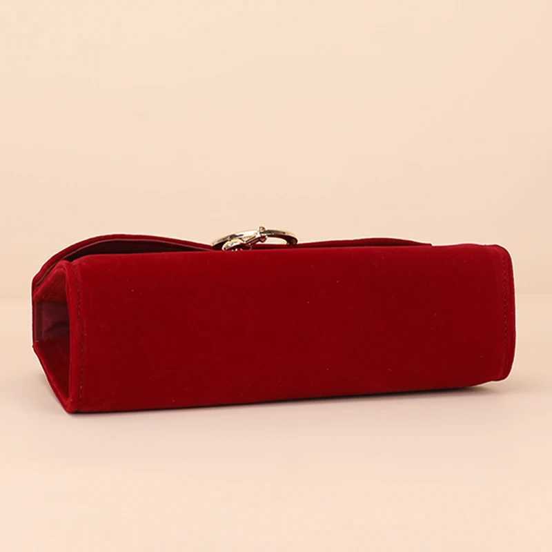Red Velour Wedding Clutch Purses Handbag Women 2024 Trend Bag with Top Handle Lady Dating Evening Party Shoulder Messenger Bags Z250303