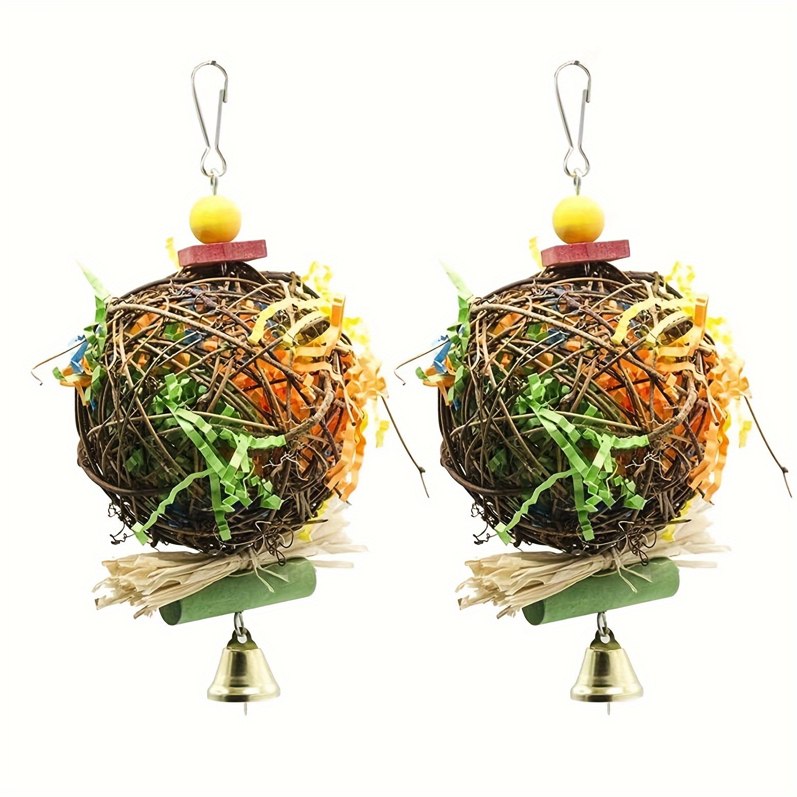 1 Pcs Rattan Ball Toys Bird Chewing Foraging Shredder Parrot Toys for Love Bird Cockatiel African Grey Hanging Toy