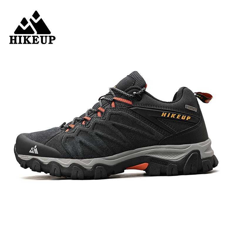 HIKEUP High Quality Leather Hiking Shoes Durable Outdoor Sport Men Trekking Leather Shoes Lace-Up Climbing Hunting Sneakers Z250304