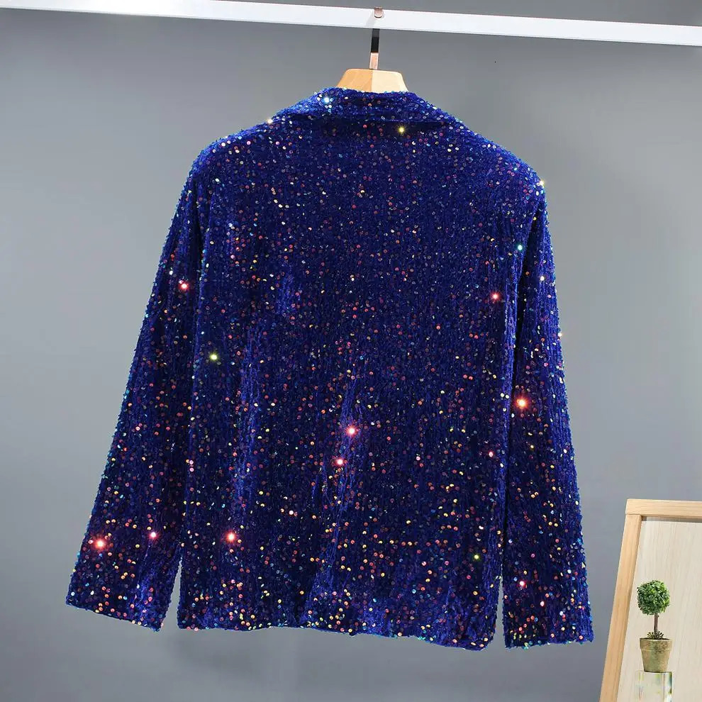 2023 Nightclub DJ Singer Stage Performance Glitter Jacket Mens Fashion Shining Set Collar Coat 250304