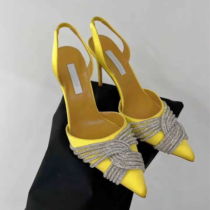 2025 Spring and Autumn European and Wens New High Heel Pointed Water Diamd Fi Banquet Shallow Mouth Sandals Z250304
