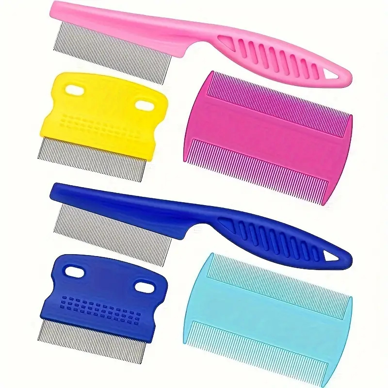 6PCS Flea Lice Cat Dog Metal Deshedding Removal Tear Stain Brush Pet Grooming Comb Kit Tool