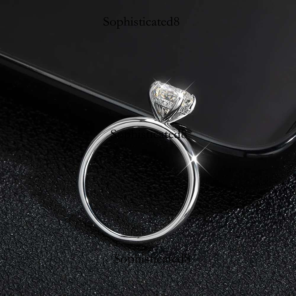 KNOBSPIN D VVS1 Oval Moissanite Rings 4 Prong Setting Classic Trendy Women Engagement Wedding Band GRA Certified Sliver Ring