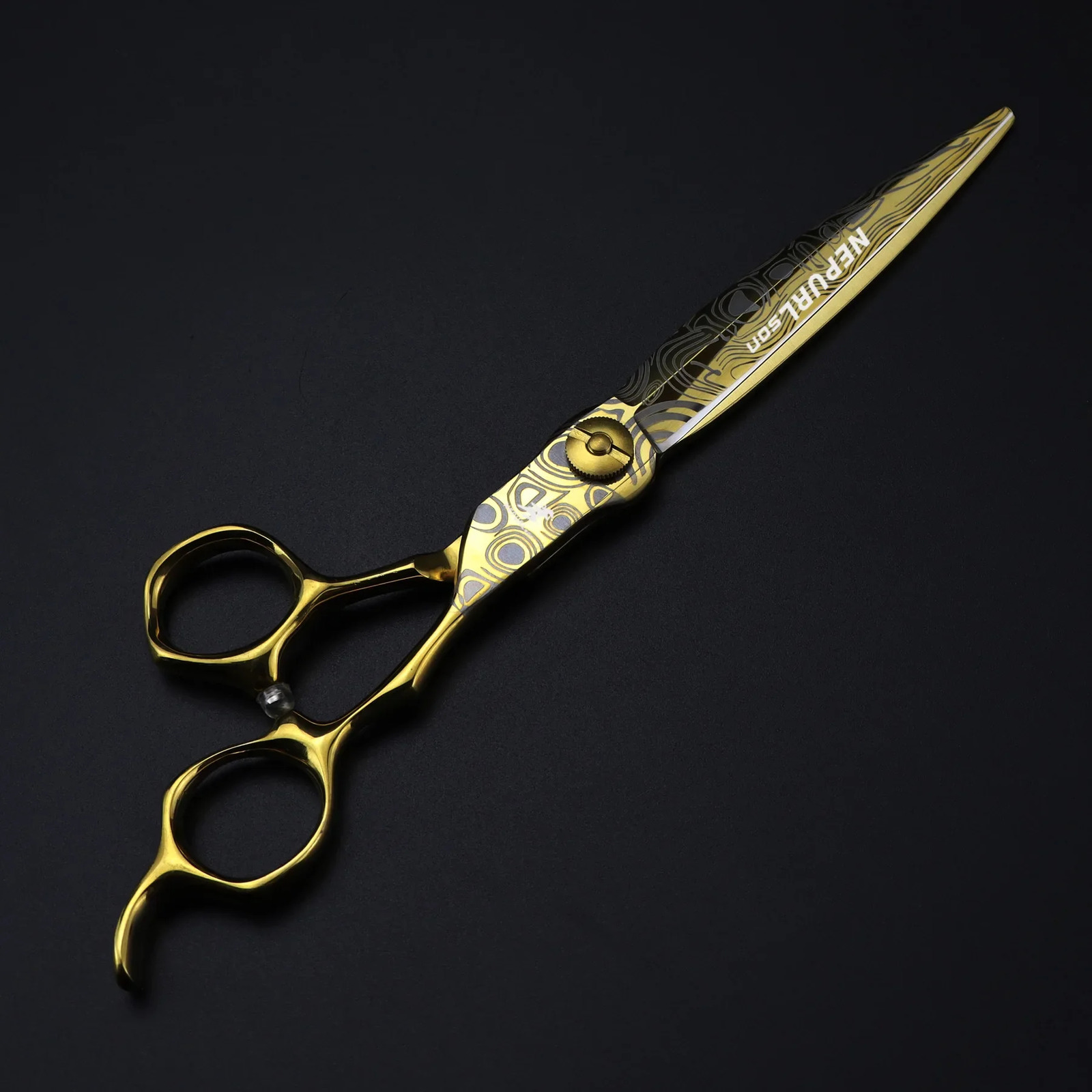 Professional Gold JP440c Top Steel 7 Damask Pattern Hair Scissors Haircut Thinning Barber Cutting Shears Hairdresser Scissors 250304