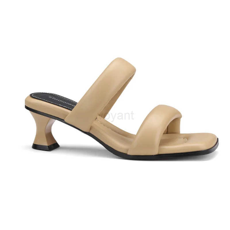 Fi Wen H SandalsNew Sheepskin Sandals Wen Outdoor Summer Middle Heel Slippers Thick Soles Cfortable Soft Shoes Z250304