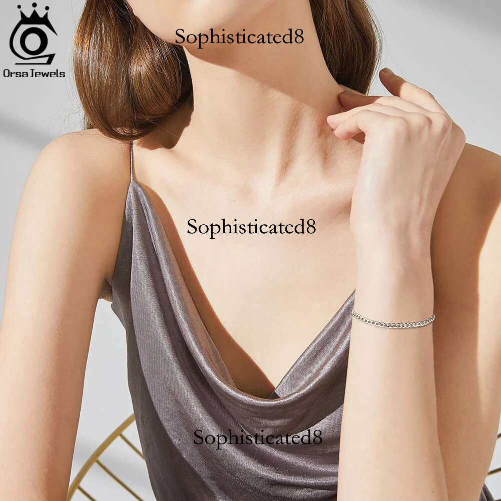 ORSA JEWELS Sterg Sier 3mm/5mm Dia-Cut Cuban for Women Men Fashion k Chain Bracelet Jewelry SB123