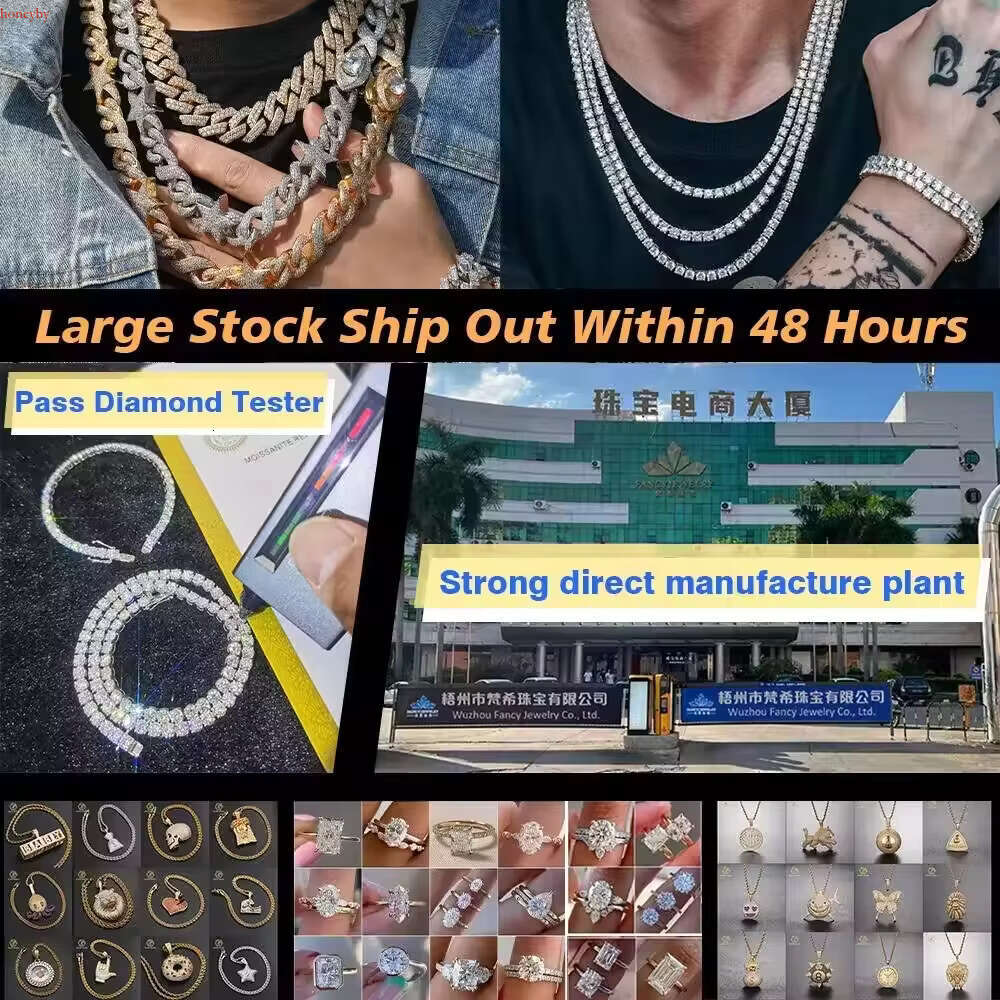 Cheapest Price Hip Hop Sterg Sier 2mm 3mm 4mm 5mm 6.5mm VVS Dia Necklace Moissanite Tennis Chain