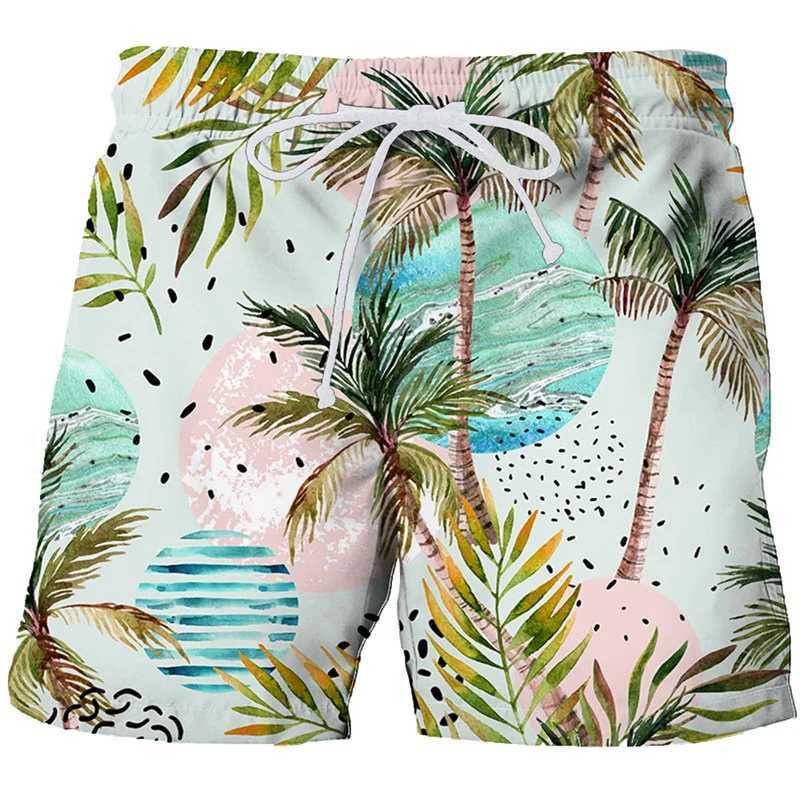 Parrot Palm Cocoanut Tree Beach Shorts Men Summer Short Pants 3D Flora Printed Board Trunks Swimsuit Woman 2023 homme Ice ShortsT250304