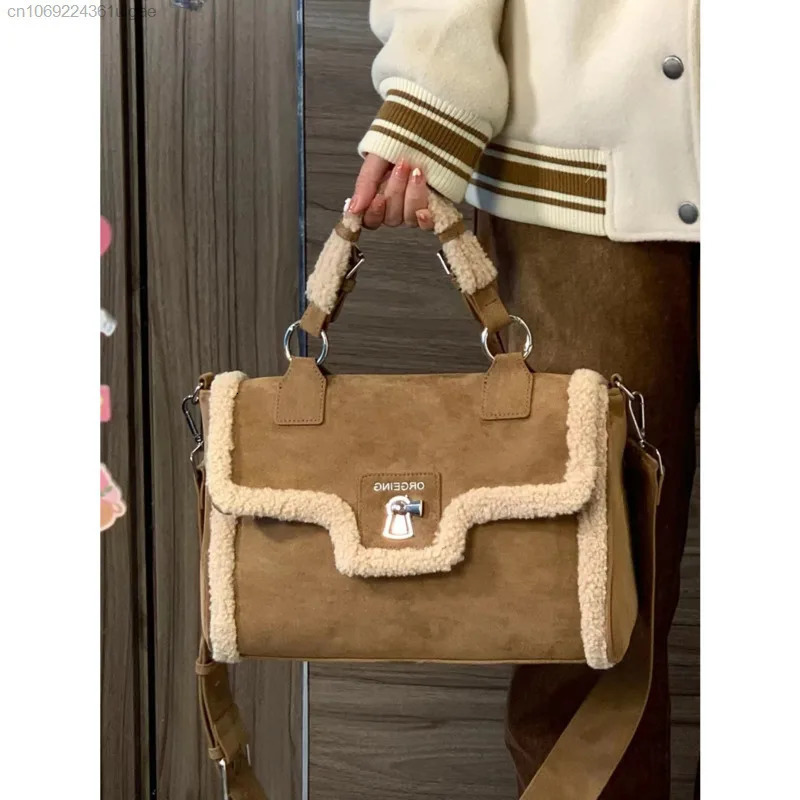 Autumn and winter vintage womens cross body bag large capacity casual handbag high-end fashion niche paradigm shoulder bag 250303