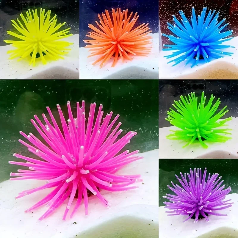 Luminous Simulation Sea Anemone Sea Urchin Silicone Color Coral Plant Aquarium Fish Tank Landscaping Decoration Home Ornaments