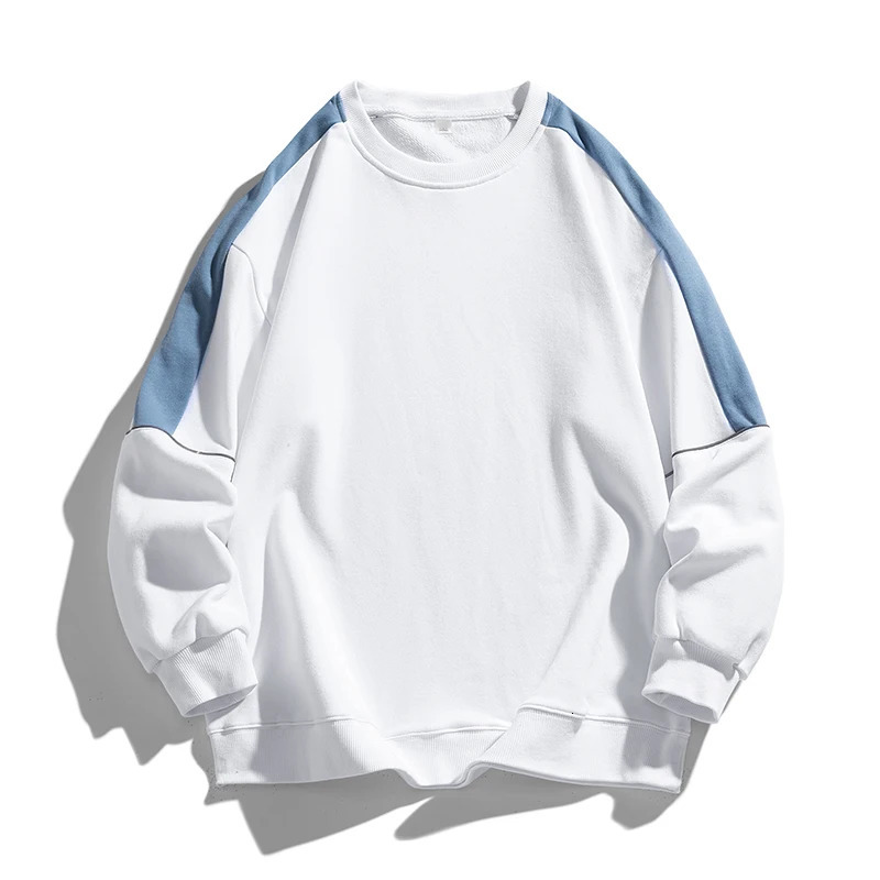 Mens Autumn Casual Fashion Youth Zipper Top Color Comparison Round Neck Hoodie Mens Long Sleeve Loose Sports Shirt Top 250228