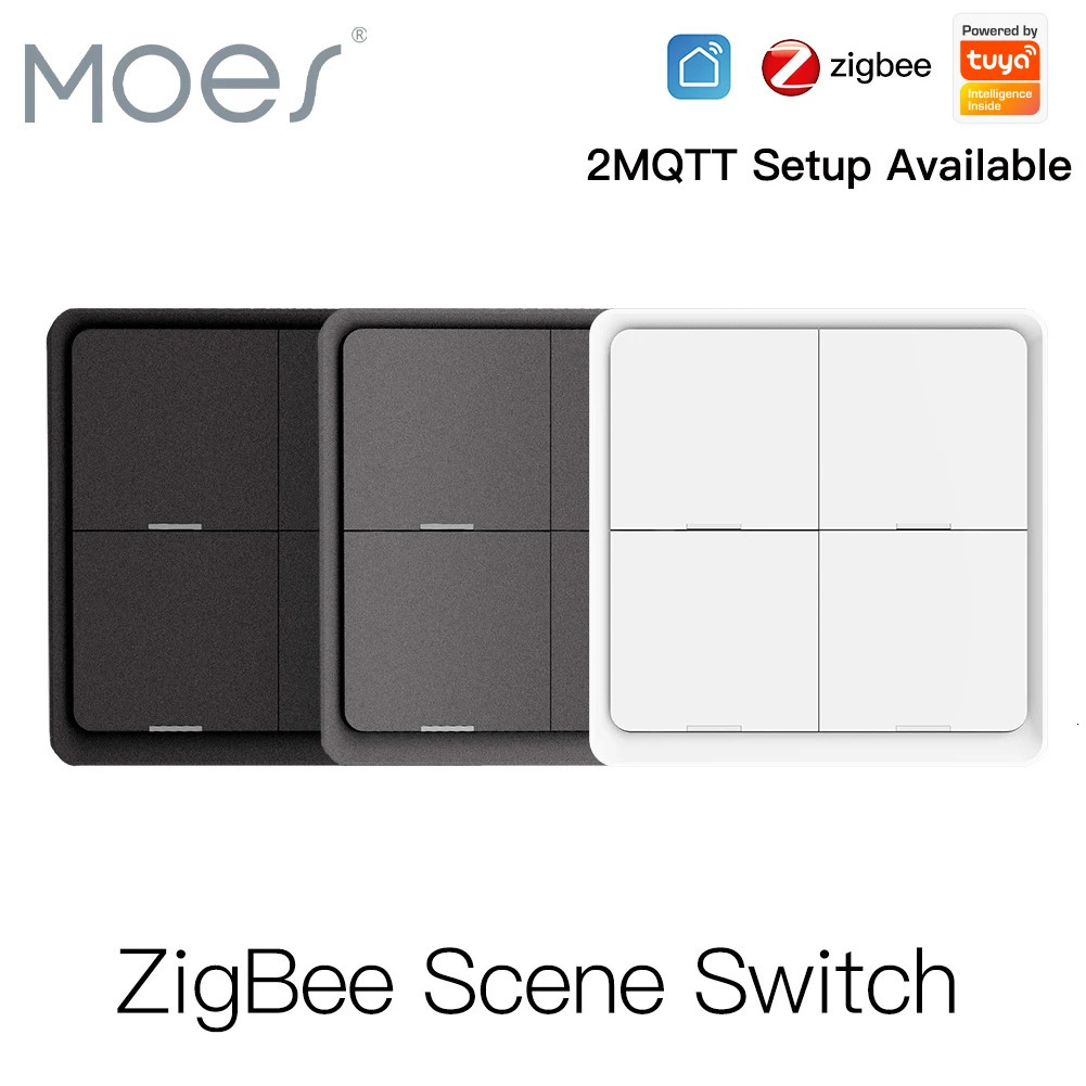 Moes ZigBee Wireless Scene Switch 12 control modes Handheld Push Button 2MQTT Setup Home Automation Scenario Tuya Smart Devices 250303