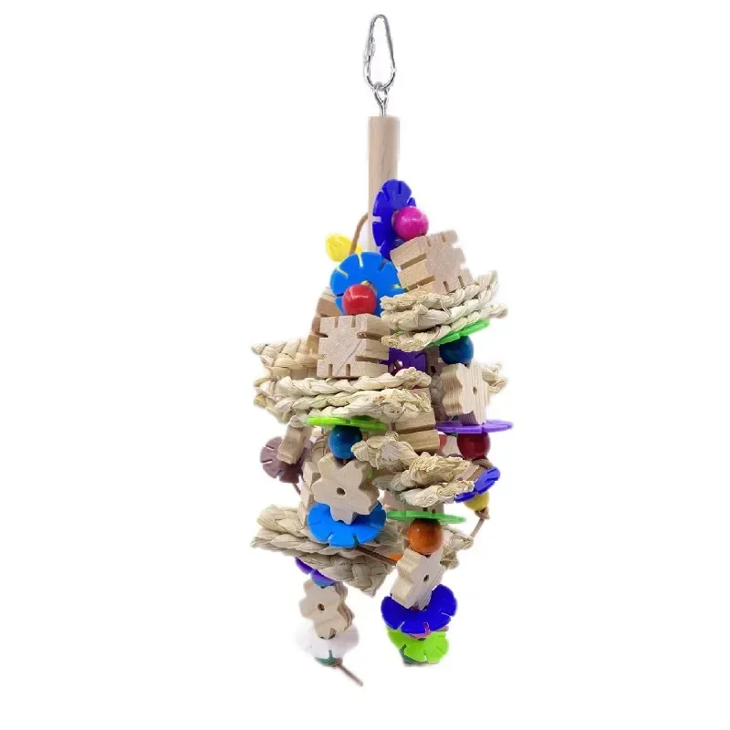 Parrot Nibbling Toy Bird Supplies, Corn Wood Creative Hanging Pieces, Plastic Flower Pieces, Large Parrot Bird Toys
