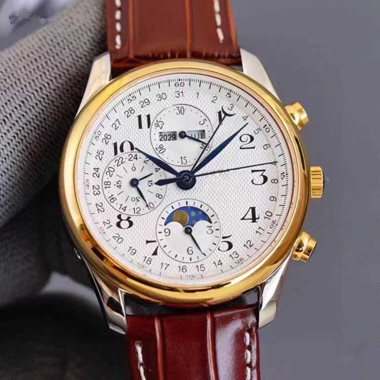 New Mens Fashion Simple Calendar Digital Quartz Casual Black Leather Clock Automatic Mechanical CoupleXJ250304