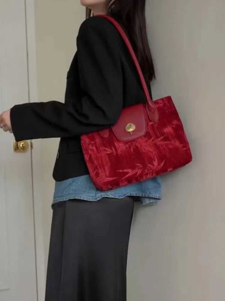 JIAERDI Vintage Black Shoulder Bags Purse Women Chinese Style Underarm Bag Female Elegant Red Handbag Aesthetic Bags Z250303