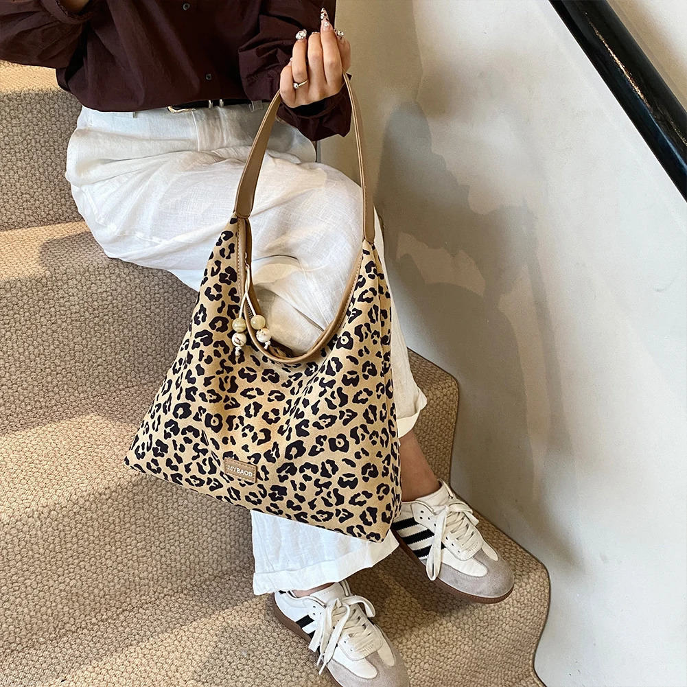 Ship from US Tote Bag for Women Leopard Print Shoulder PU Leather Large Capacity Underarm Hobo Commute Travel 250304FBB