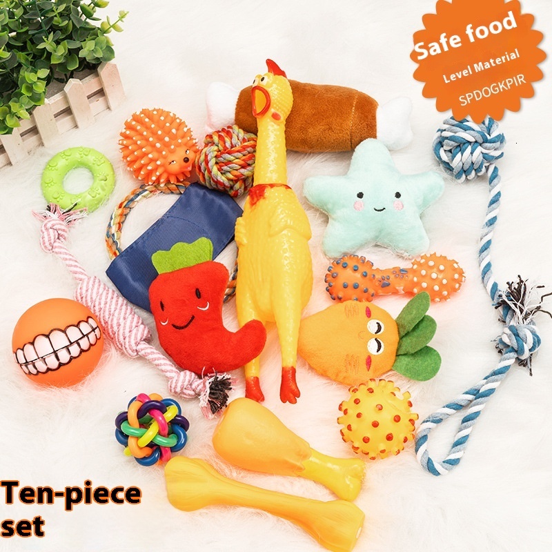 Pet Grinding Teeth And Making Sounds Ball Rope Knot Set Sound-resistant To Bite-relieving Dog Chew Toy
