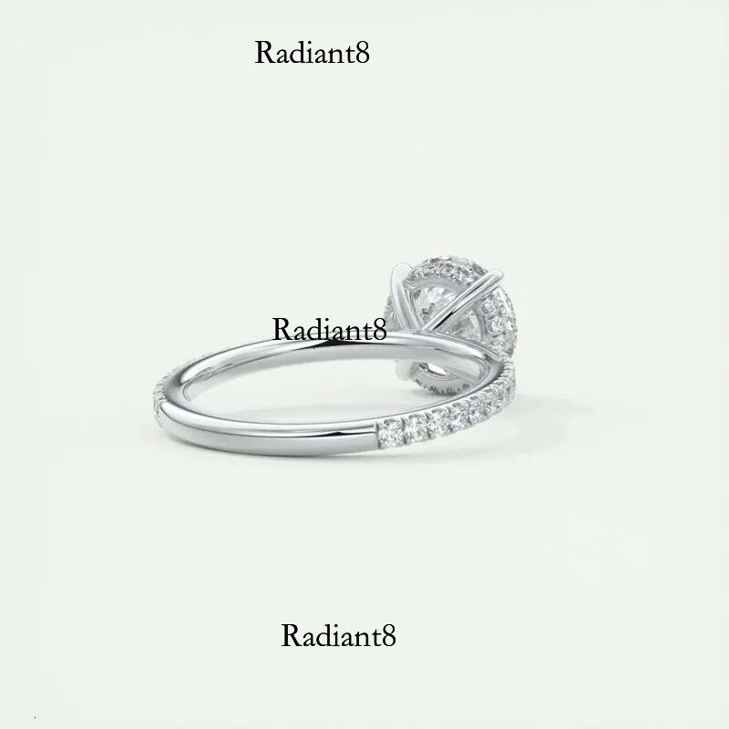 Classic Sterg Sliver Engagement Wedding Promise Ring 8mm 2 Round D-E Moissanite Finger Rings for Women Jewelry GRA