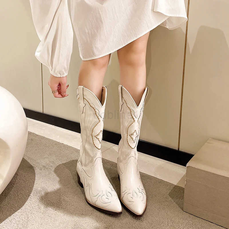 Wens Boots Autumn Winter White Knee High Boots Big Size 41 Wen Cfy Walking Fem Wern Cowboy Boot Wens Shoes Z250304