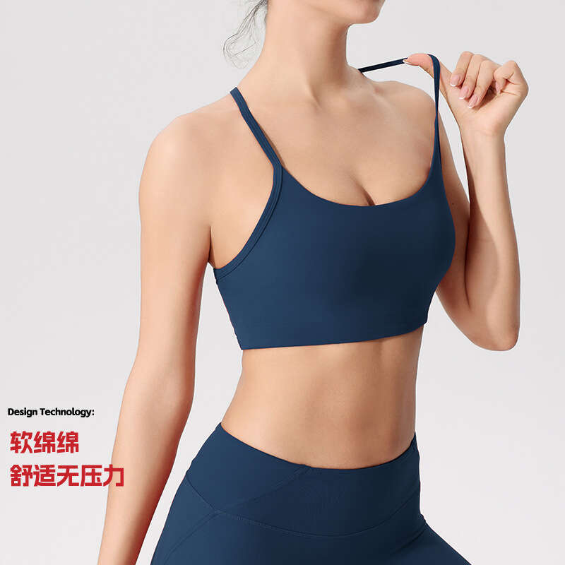 European and American yoga vest women's running gathering fiess suit light strength thin shoulder strap beautiful back sports bra 2025 new style 