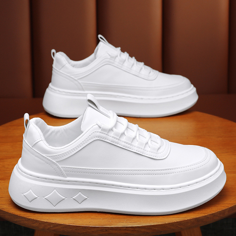 Male Designer s Summer 2025 New Breathable Solid Color White Shoes Trend Versatile Thick Sole Multifunctional Sports And Leisure Fashionable Board Sho