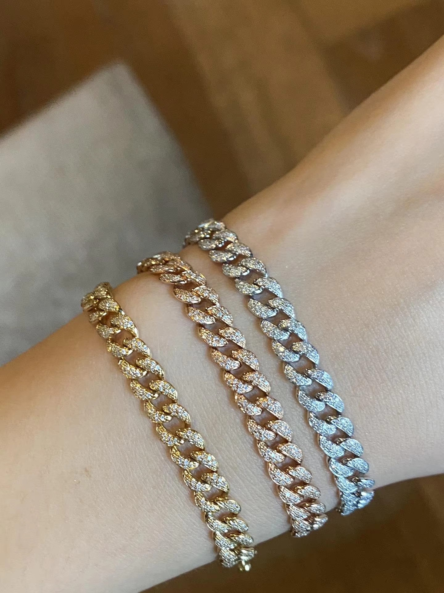 PCX Men Jewelry Iced Out Hip Hop Cut Lab Moissanite Dia Cuban k Chain 9k Gold Bracelet