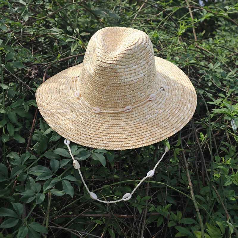 Fitshinling Handmade Str Beach Sun Hats For Women Bohemian Seashells Beaded Hat Female 2023 Summer Holiday Panama HatXJ250304