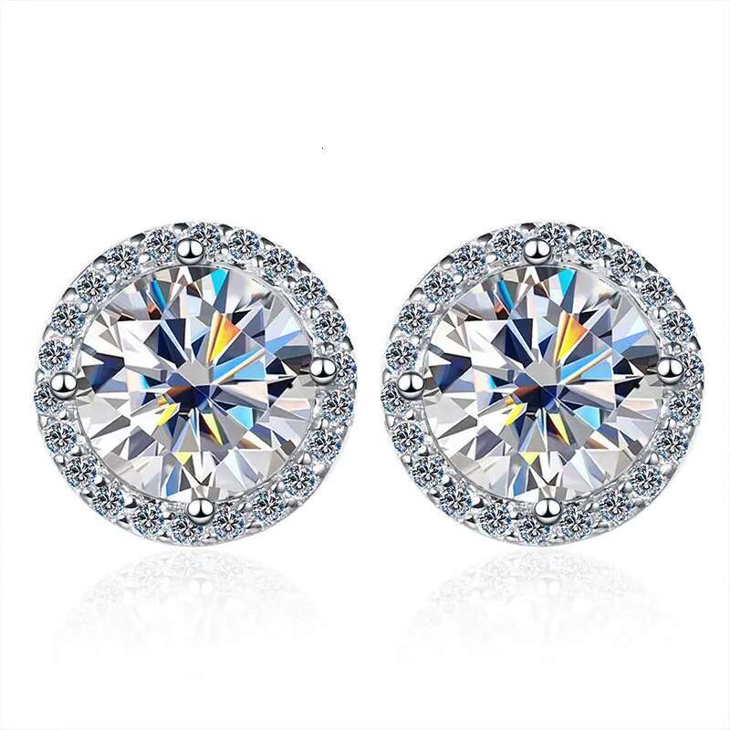 KNOBSPIN 1ct D Color Moissanite For Women Wedding Fine Jewely with GRA Sterg Sliver Plated White Gold Earring
