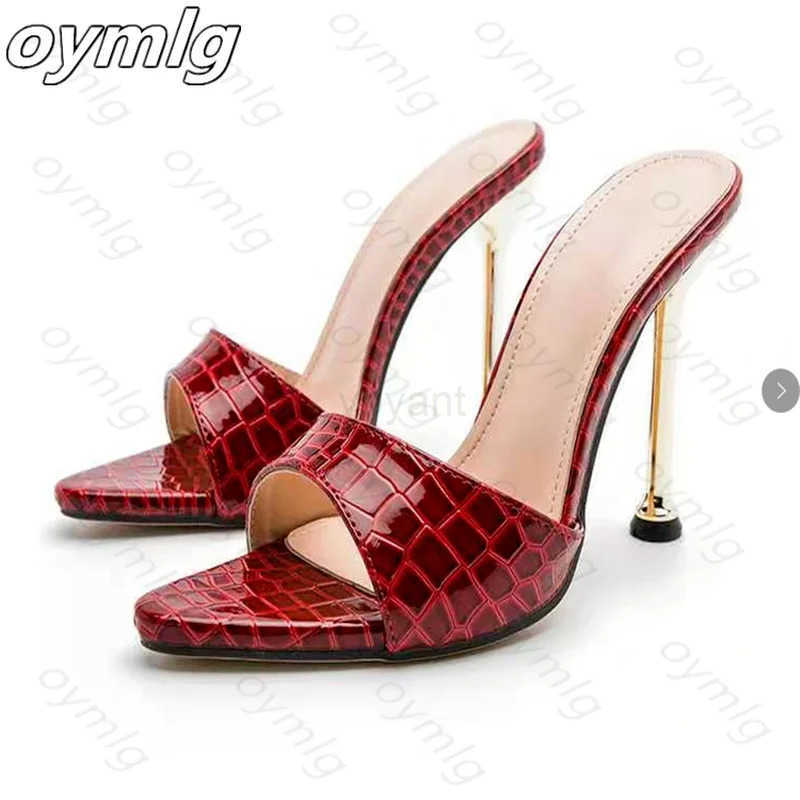 Summer wen sandals snake print Strappy Mes high Sandals flip flops Pointed toe Slides Party shoes Wan Z250304
