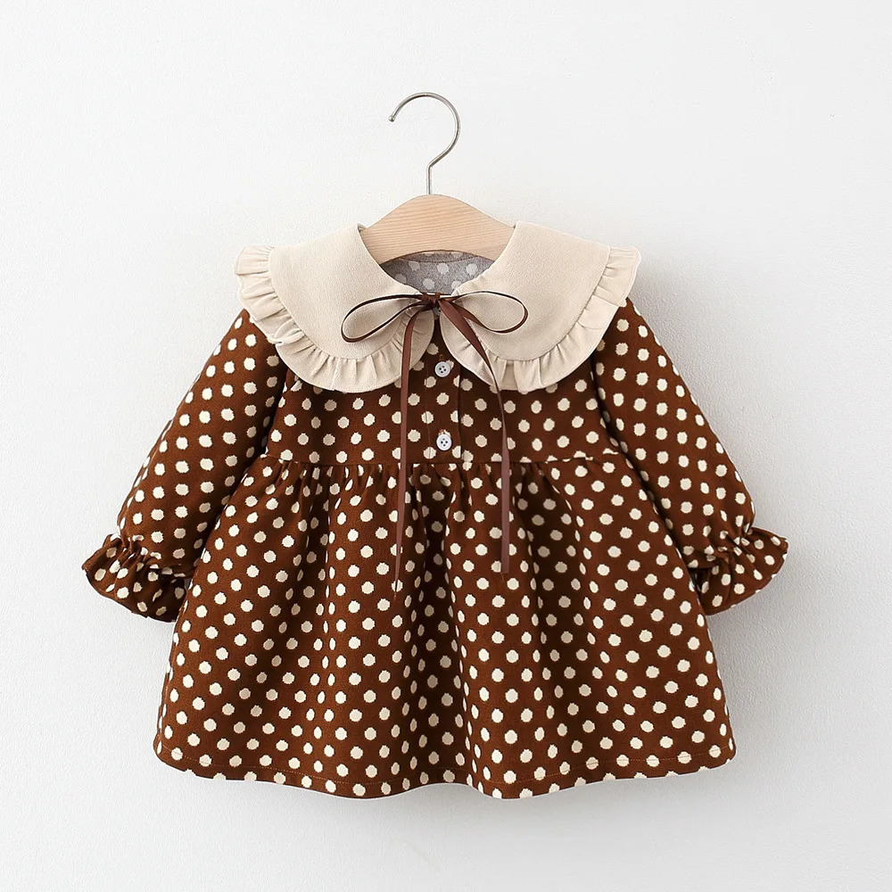 Autumn born Baby Girls Clothes Toddler Dot Princess Dress for Girl 1 year Birthday Christmas Dresses Infant Clothing 250303