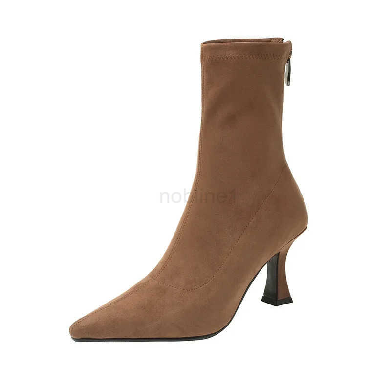Botas Elegant Wen H Boots with Suede and Slim H Wens High-heeles Elastic Slim Boots Socks Boot Wens Boots Z250304
