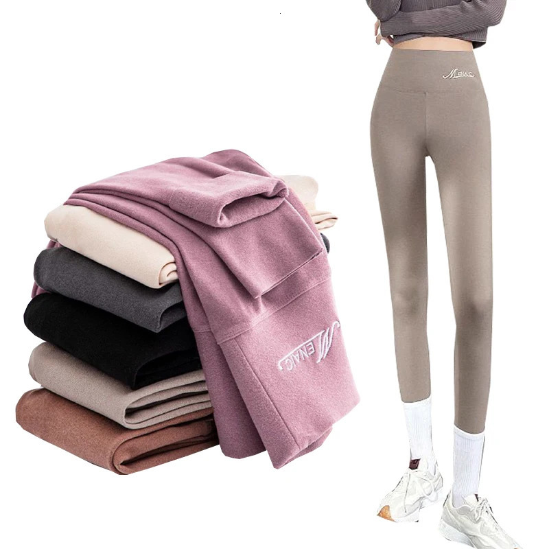 1pcs Leggings For Women Spring Autumn No Trace Slim Elastic HighWaisted Warm Pants Sports Fitness Black 250304